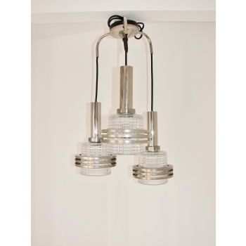 Lampa sufitowa vintage z metalu i szkła